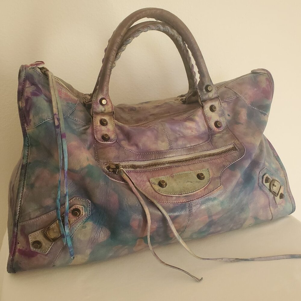 Balenciaga Graffiti giant City Bag Purse pink blue purple green grey gray silver - Picture 4 of 16